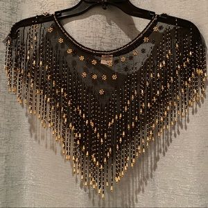 Beaded shear neck shawl